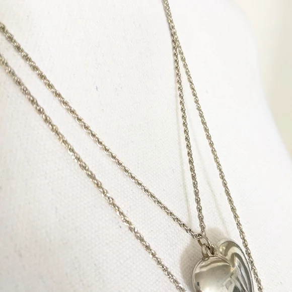 Vintage Puff Heart Double Strand Necklace - Picture 6 of 7